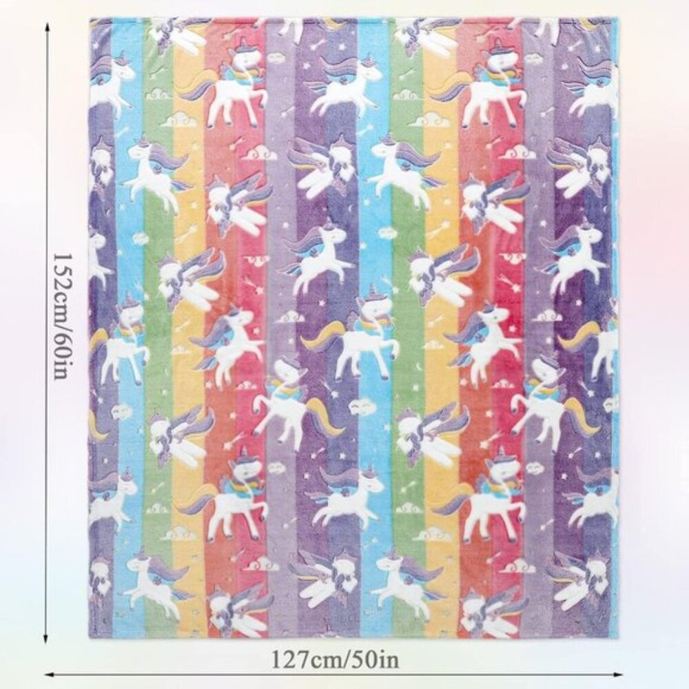 New Soft Glow in The Dark Unicorn Blanket for Girls or Birthday Gift, 50x60In - Picture 3 of 12